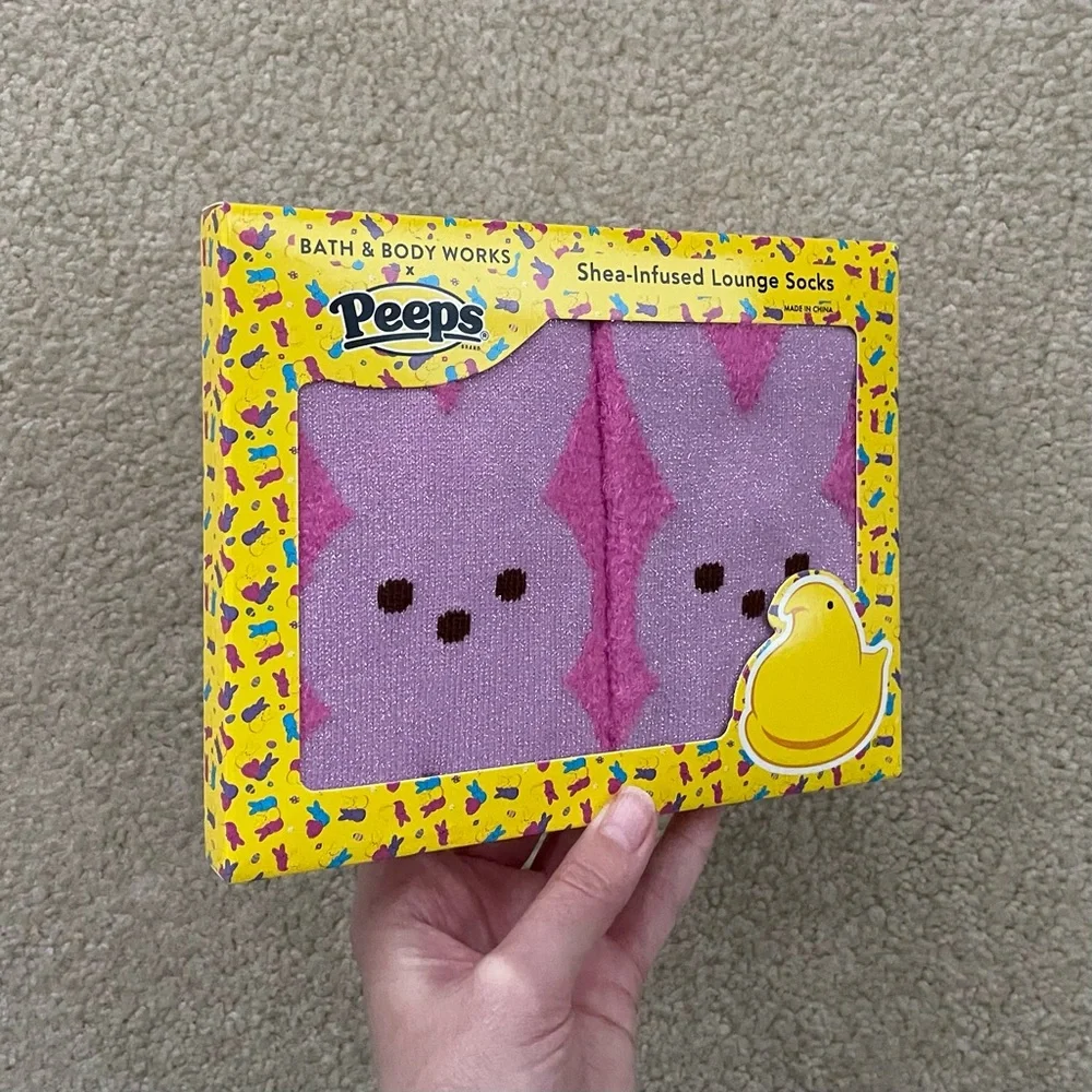 Bath & Body Works PEEPS Pink Marshmallow Bunny Shea-Infused Lounge Socks